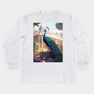 Rococo Peacock Kids Long Sleeve T-Shirt